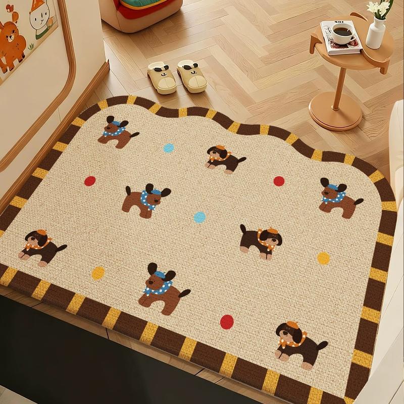 Entrance Doormat Welcome Rug Stain-resistant Wear-resistant Floor Mat Solid Color Geometric Pattern Carpet Home Decoration Rugs