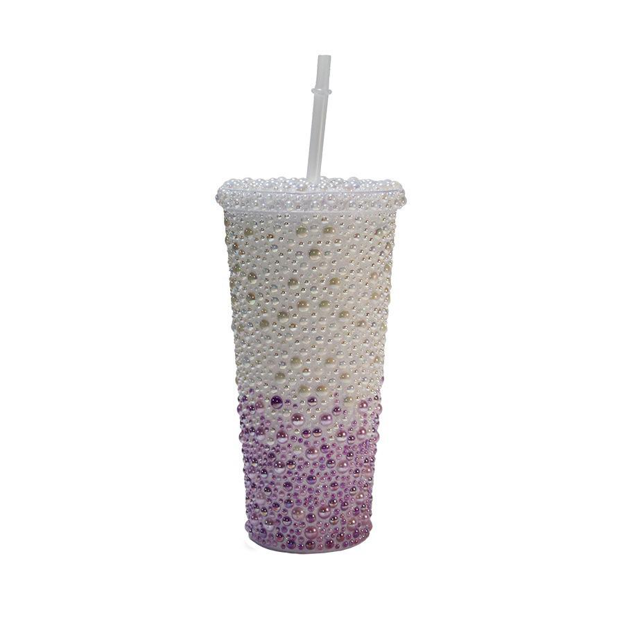 Rhinestone Cold Brew Coffee Cup: Double-Layered PS Straw Cup, Large Capacity, Perfect Gift for Women/Girls