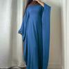 LYRIA Ramadan Eid Soft Crepe Khimar Batwing Abaya Dubai Islam Muslim Modest African Dresses for Women Kaftan Kebaya Robe Femme Musulma
