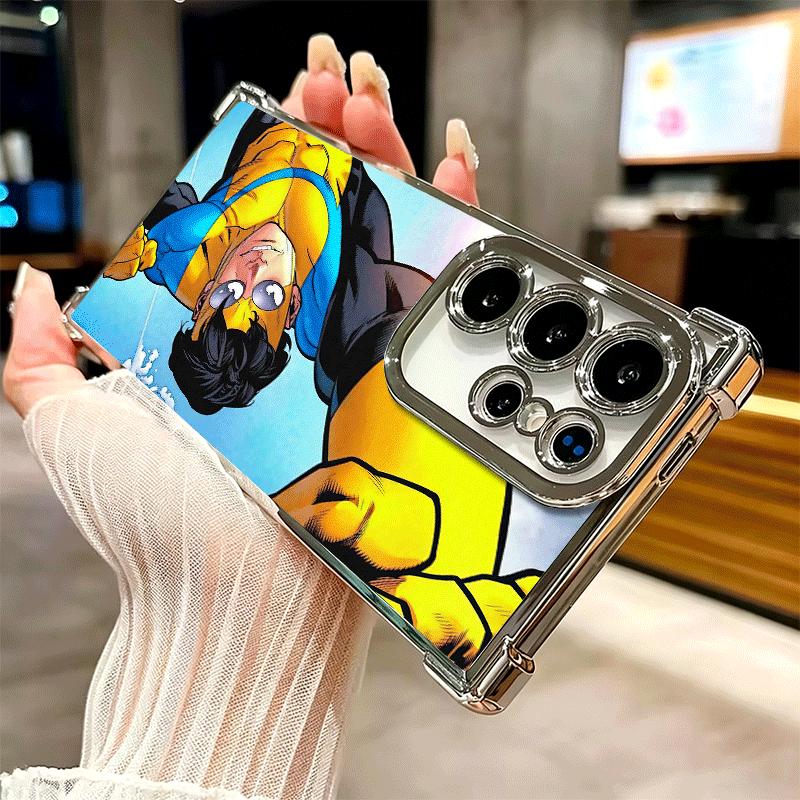 I-Invincible Anime Plating Phone Case For Samsung Galaxy S24 S25 FE S26 Edge S23 Ultra S22 S21 Plus S20 Anti-Fall Airabag Cover