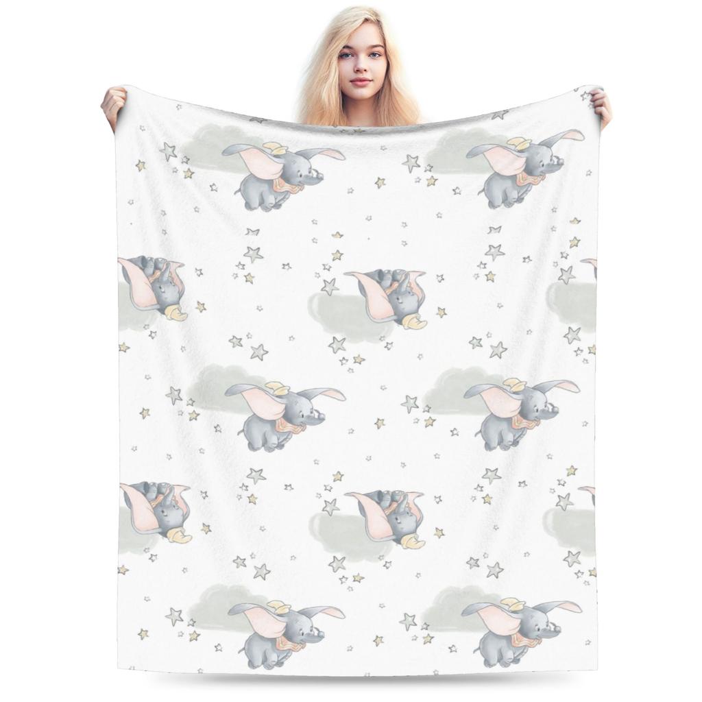 Dumbo Cartoon Blankets Velvet Spring Autumn The Flying Elephant Portable Warm Throw Blanket for Sofa Travel Plush Thin Quilt