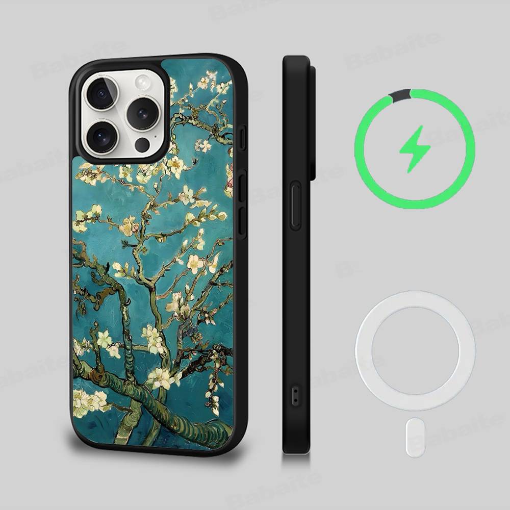 Van Gogh Oil Painting For IPhone 17 16 15 Pro Max Case 14 Plus 13 12 11 For Magesafe Magnetic Wireless Charge Cover