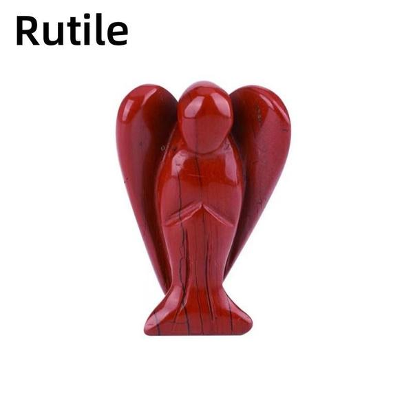Statue d'ange de 1,5 pouce en pierre sculptée en cristal de jade naturel, statue de guérison Reiki, décoration de la maison, pièces de sculpture d'ange en cristal, cadeaux artisanaux