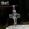 Beier Stainless Steel Men's Christian Christ Jesus Bible Jesus Exorcist Cross Pendant Chain Necklace Jewelry LLLHP199P