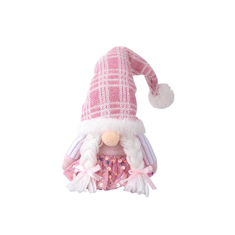 Christmas Gnome Plush Decorations,Elf Dwarf Gnomes Doll Pink Sequin Hat Design For Home Christmas Table Decorations