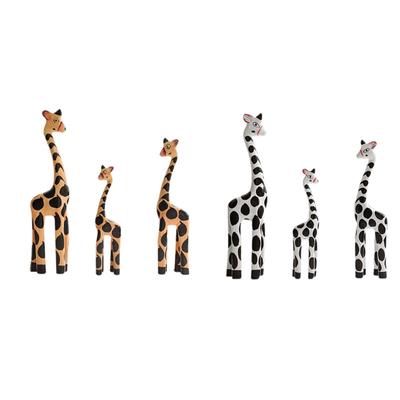 Wooden Giraffe Sculpture Nordic Hand Carved Painted Adornment Centerpiece Figure for Home Desktop Living Room Bookshelf Decor