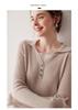 Elegant Two-Piece Look POLO Collar Cashmere Sweater for Women - Autumn/Winter 2025 Collection, Color Block Knit Lapel Base Layer Top