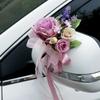 Silk Flower Butterfly Wedding Car Embellishment Decoration Rearview Mirror & Door Handle Adornments for Ceremony Car Decor