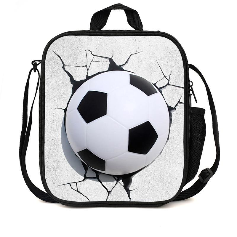 Football Basketball Pattern Children'S Lunch Bag Elementary School Lunch Box Bag Fashion Trend Boys' Lunch Bag