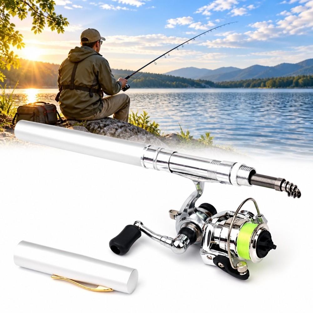 Collapsible Fishing Reel Combo Pen Shape Fishing Rod Set Fishing Pole Kit  Saltwater Fishing