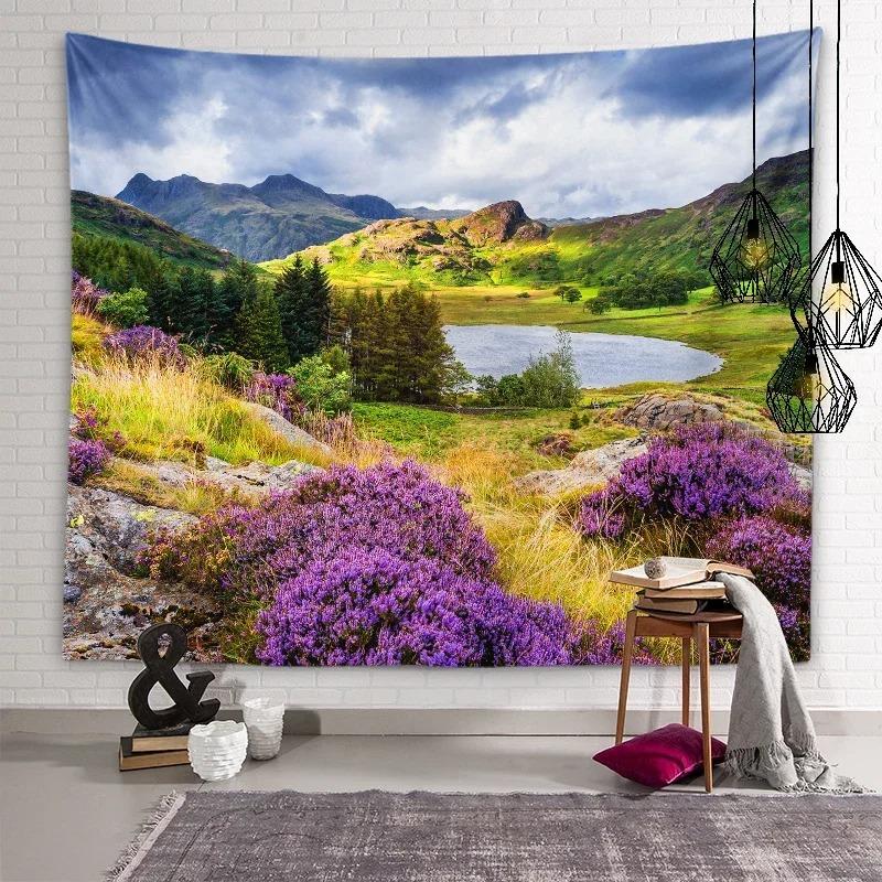 Natural Mountain Lake View Wall Decoration Tapestry Home Living Room Tapestry