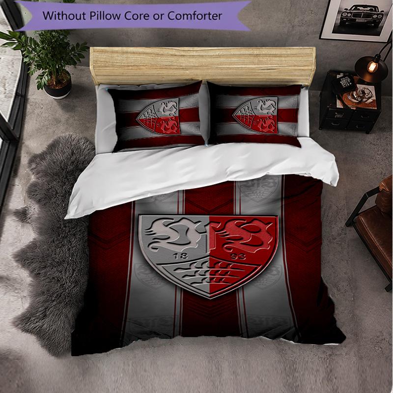 Biancheria da letto a tema VfB Stuttgart Set 3 Pezzi Copripiumino Biancheria da letto Decorativa per Camera Adolescenti Decorazione Casa
