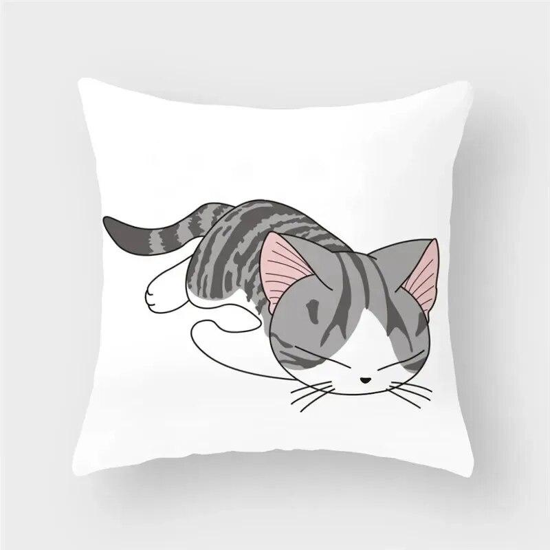 45x45cm Funny Cute Cat Cushion Cover Cartoon Pet Pillowcase for Living Room Sofa Bedroom Home Decoration Pillowcase