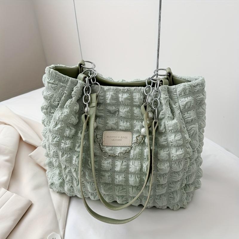 Sommerlich frisch und süß, geraffte Bubble-Cloud-Schultertasche, geräumige Tragetasche für Ausflüge und Pendeln, modische weiche Damenhandtasche