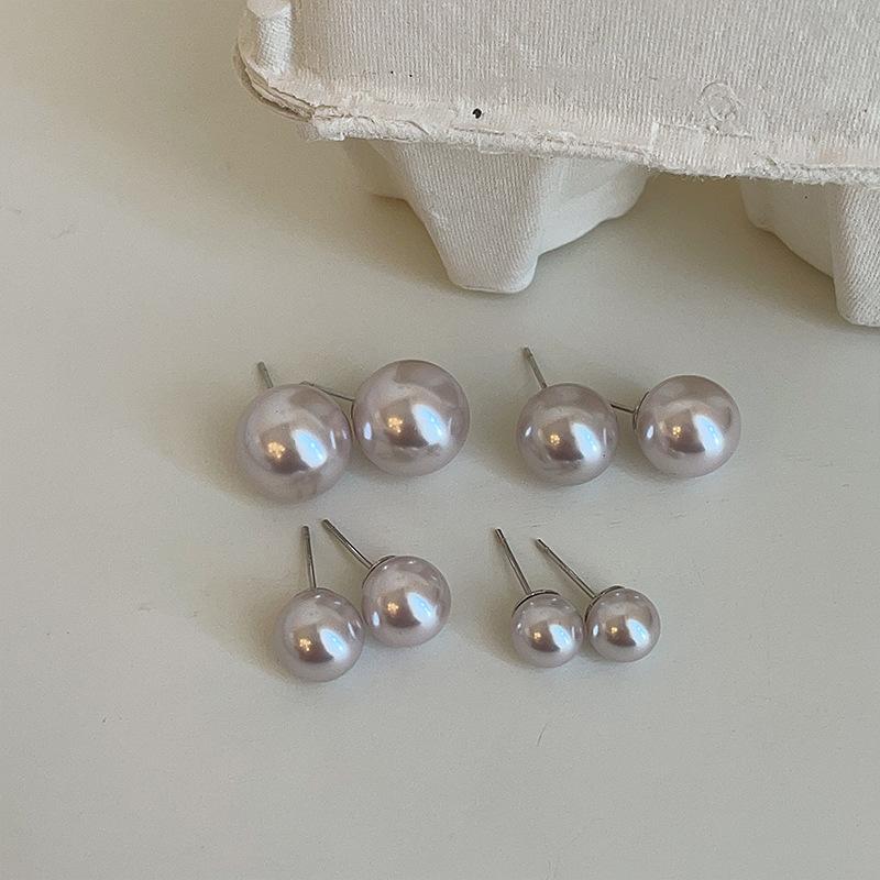 Sweet Girl Champagne Powder Pearl Stud Earrings Women'S Simple Premium Gentle Elegance Fashion Versatile Earrings