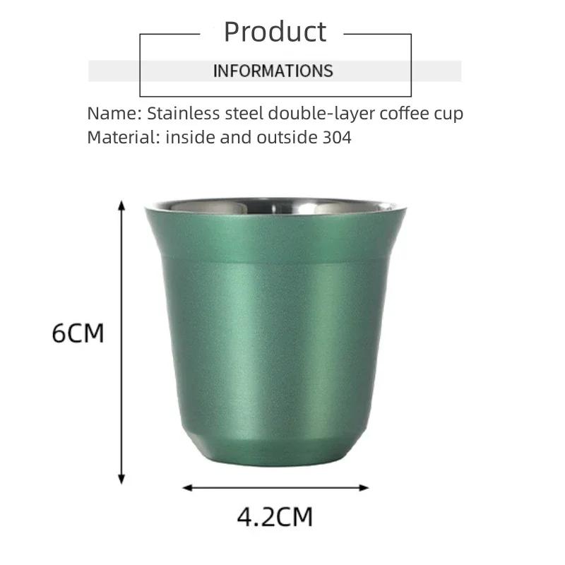 1pcs 80ml Mini Coffee Cups High Quality Stainless Steel Double Wall Heat-insulating Coffee Cups Portable Small Drink Cups