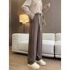 Composite Fleece Thickened Warm Elastic Waist Loose Straight Leg Wide Leg Casual Pants