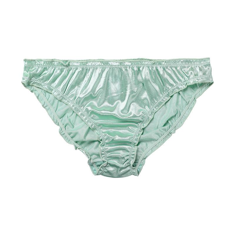 Comfortable super elastic satin satin panties low waist sexy soft pure cotton crotch breathable European and American panties women