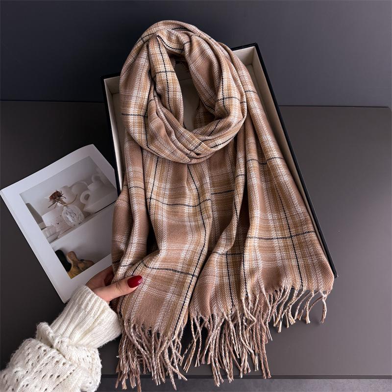 Fashion Classics Stripe Plaid Designer Luxury Winter Scarf Women Cashmere Shawl Blanket Wrap Pashmina Tassel Warm Lady 68x200cm