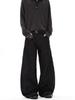 Unisex American Retro 3D Deconstructed Black Denim Scythe Pants - Trendy Loose Straight-Leg Jeans