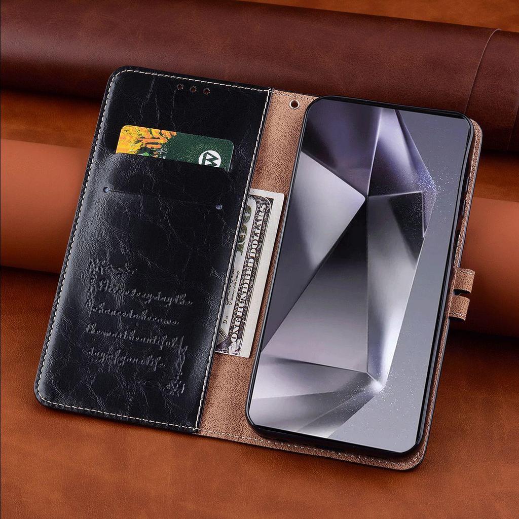 Vintage Crazy Horse Texture PU Leather Flip Wallet Phone Case for Samsung Galaxy A22s 5G,A22 5G Card Holder Kickstand Shockproof Protective Cover