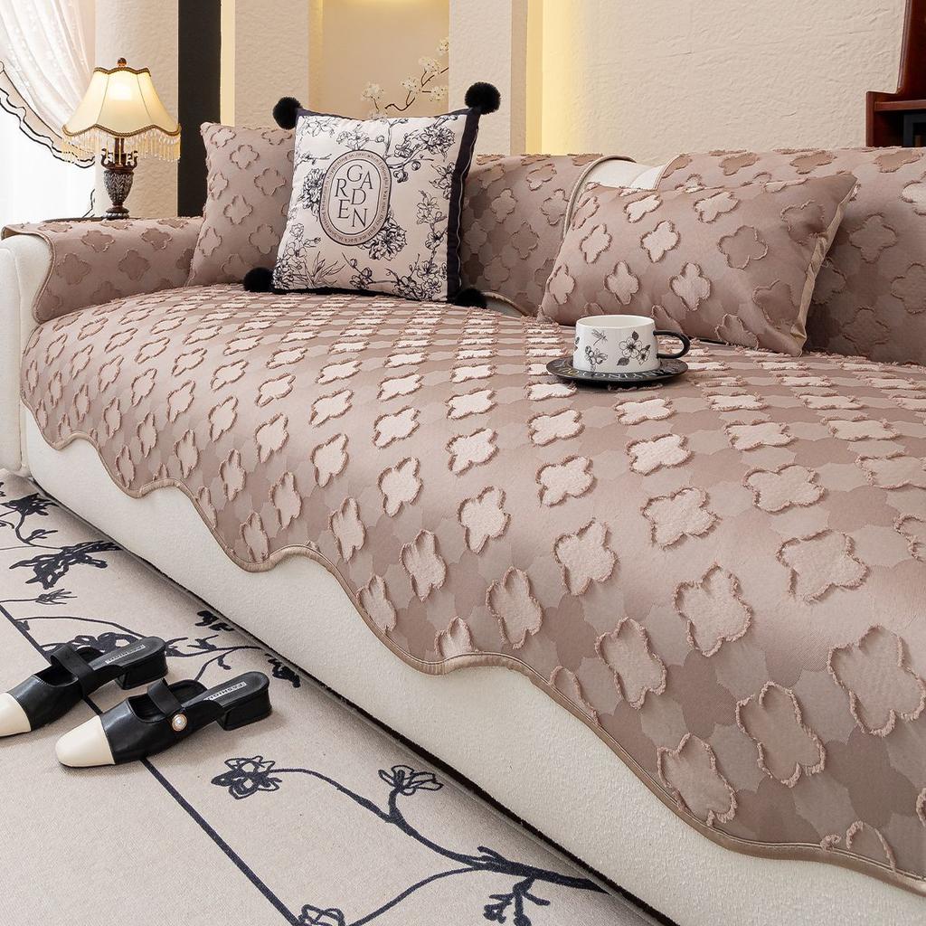 Light French Special-Shaped Sofa Cushion, One-Piece Leather Sofa Seat Cushion New Four-Season Universal Non-Slip Sofa Cover