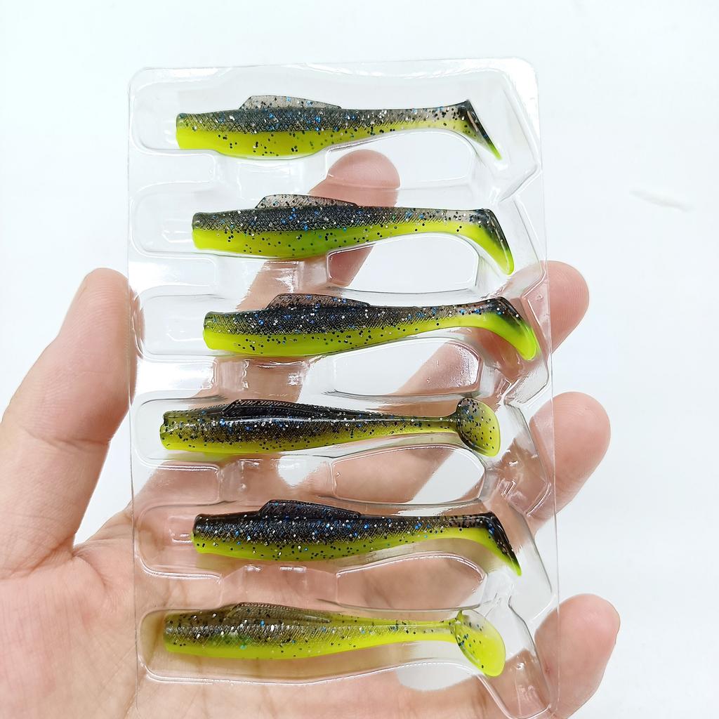 DUODUOYU 6 SZT NOWA MIĘKKA PRZYNĘTA WĘDKARSKA TPE 1,7g/55mm Ogon T Miękki Silikonowy Wobbler Smuga Na Szczupaka Okonia Przynęty Wędkarskie