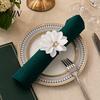 Luxury Table Decor 6Pcs White Lotus Napkin Rings, Chiffon Flower Metal Ring Holders, Faux Wedding Rings Pearl Dinner for Bridal Shower Reusable