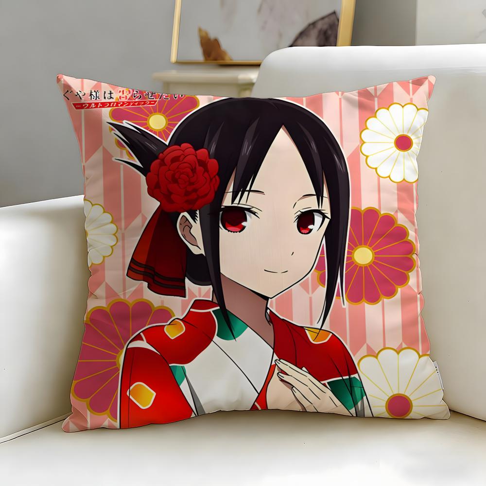 anime Kaguya-sama Love Is War Cushion Cover Soft & Easy-Wash Pillow Case – Versatile for Couch, Bed, Travel and Office