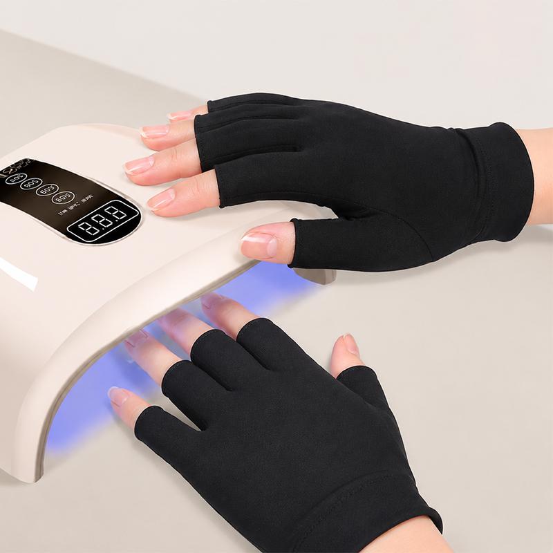 1Pair New Anti UV Black Thin Nail Gloves Anti Black UV Gel Shield Glove Fingerless Manicure Nail Art Tools LED Lamp Nails Dryer