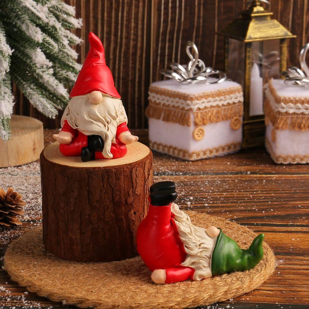 Resin Crafts Yoga Dwarf Ornaments Handmade Faceless Gnome Figurine  New Year Gift