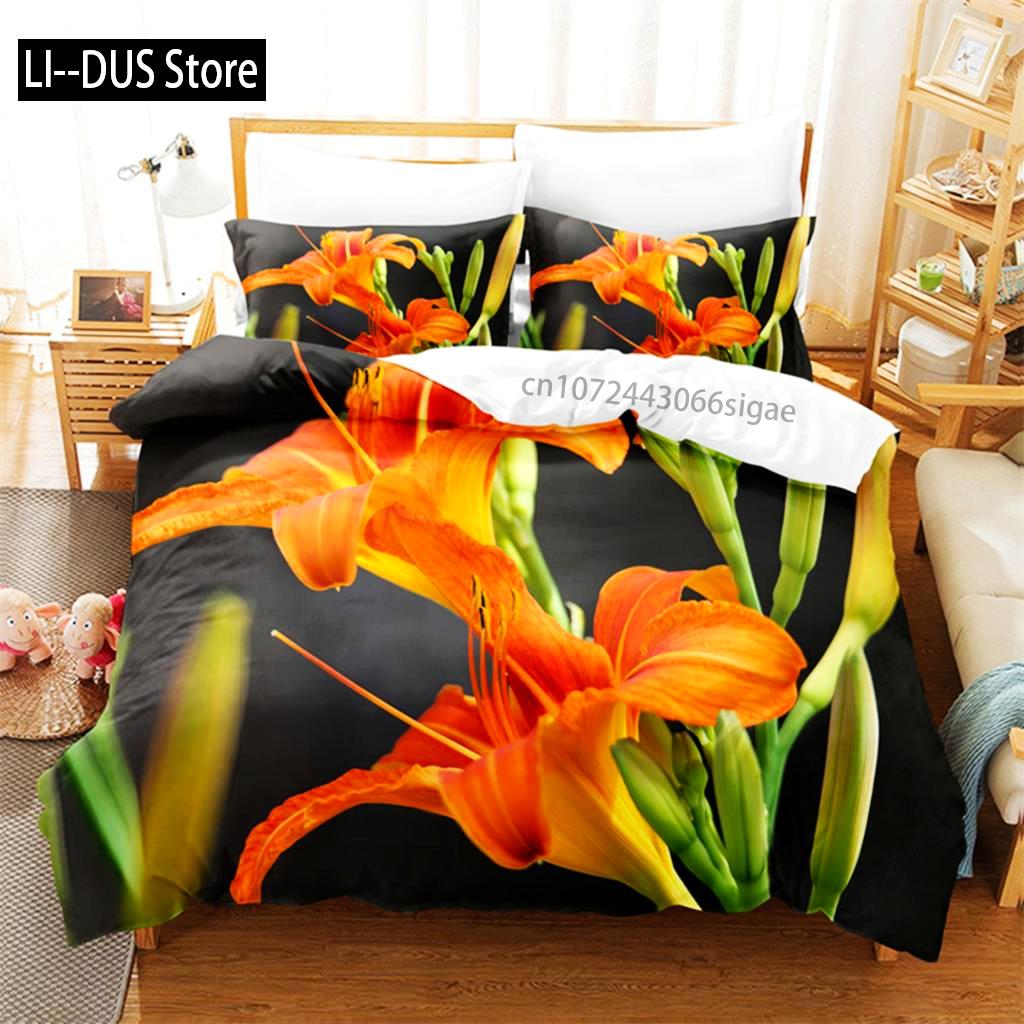 Yellow Flowers Queen Bedding Sets Duvet Cover Set Bedding Digital Printing King Size Duvet Cover Set Bedding Set