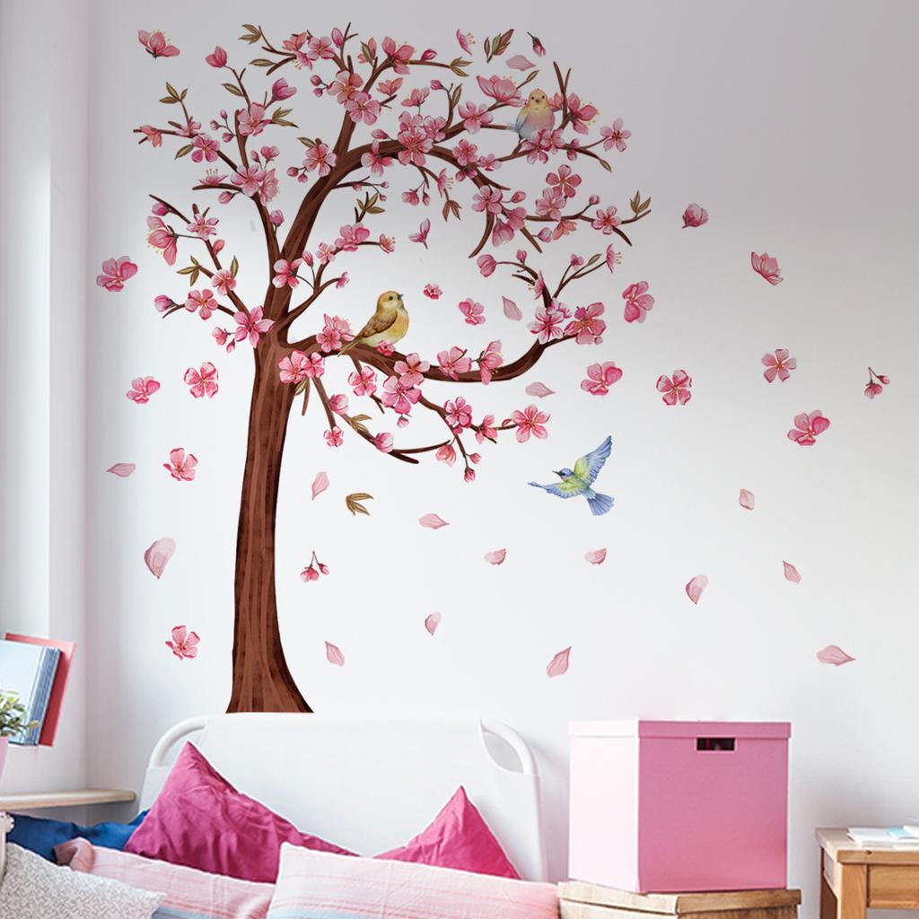 Living Room Wall Decals Bird Plant Leaf Butterfly Wall Stickers for Children Kids Room Bedroom Home Decoration Mural Wallpaper