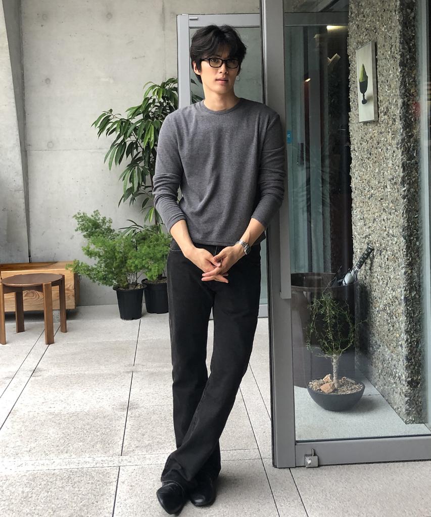 THEY Semi-Crop Ribbed Long Sleeve Round T-Shirt_5 Color