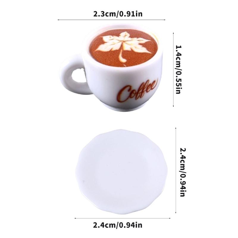 Elegant Resin Coffee Cup Set French Style Dollhouses Decors For Realistic Afternoon Coffee Cup Scene 36 Pieces