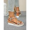 Women Wedge Sandals Summer 2024 Braided Band Platform Gladiator Sandals Woman Thick Bottom Beach Shoes Women Sandalias De Mujer