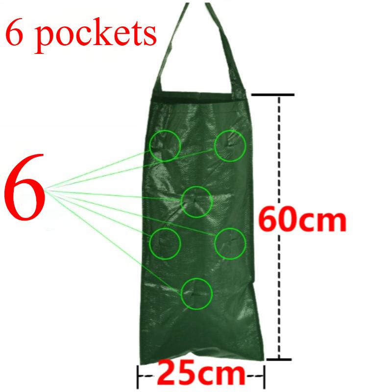 

4/6-Pocket Hanging Strawberry Planter Bag-PE Material Vertical Garden for Fruits&Herbs,Multi-Hole Planting Bag for Balcony&Patio