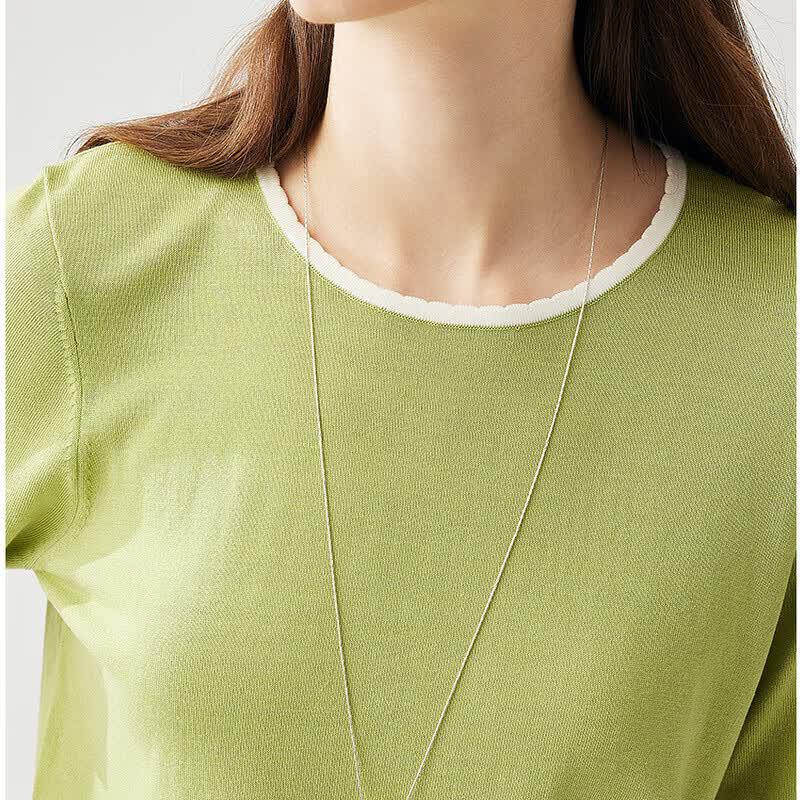 Zhaojun Women's Lyocell Tencel Knit Short Sleeve Tee