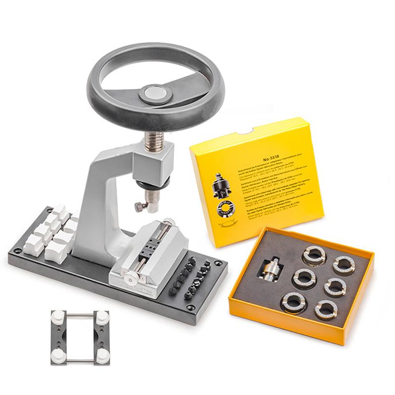 5700 Bench Watch Case Opener Wristwatch Tool Back Opener with 6 Dies for Watchmaker Watch Repair Tool
