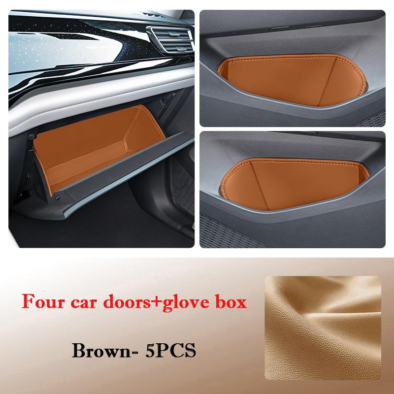 Car Door Slot Storage Pad Leather Door Groove Protective Mat Glove Box Storage Barrel for Volkswagen ID.4 Crozz ID.4 X 2025-2025