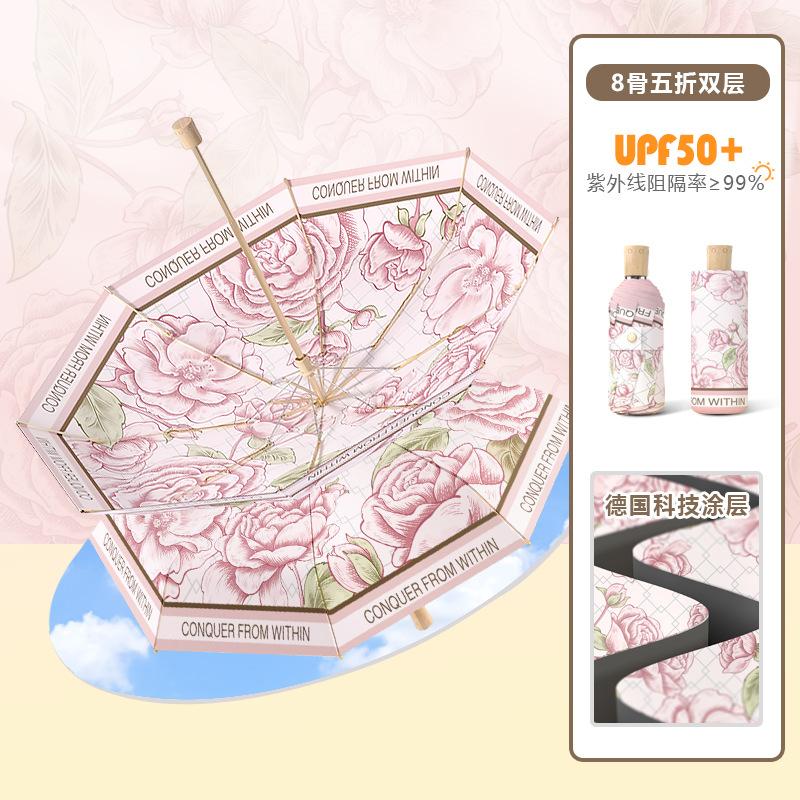 Double Sided Double Layer Sun Protection Umbrella UV Blocking Folding Umbrella for Women Stylish Design