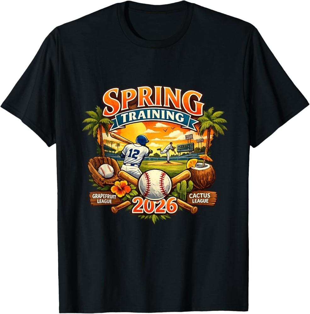 Spring Training 2026 Baseball Vintage Sunset Design T‑Shirt