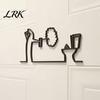 Living Room Wall Art Funny Bathroom Sign, 3D Printed Minimalist Line Toilet Unique Art, Black Modern Home Decor for Washroom