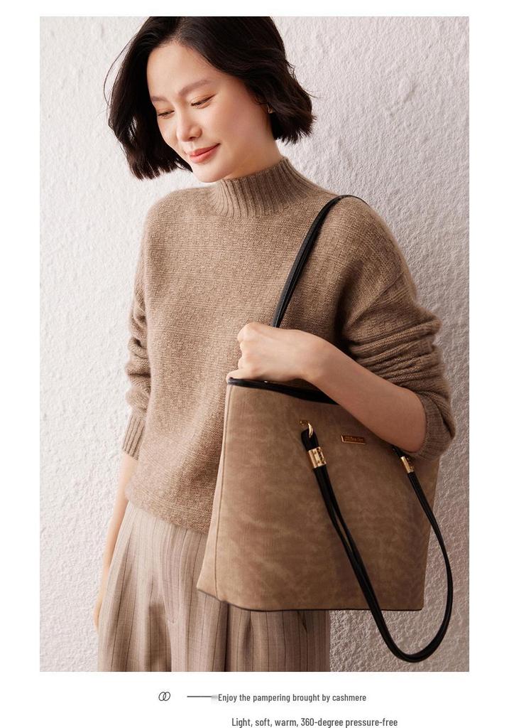 Lekasha Women's Raglan Sleeve Cashmere Half-High Neck Pullover for Autumn/Winter