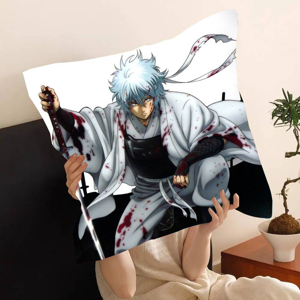 Anime Sakata Gintoki Pillow Case Fashion Square Pillowcase Bedroom Sofa Room Ins Decoration Leisure