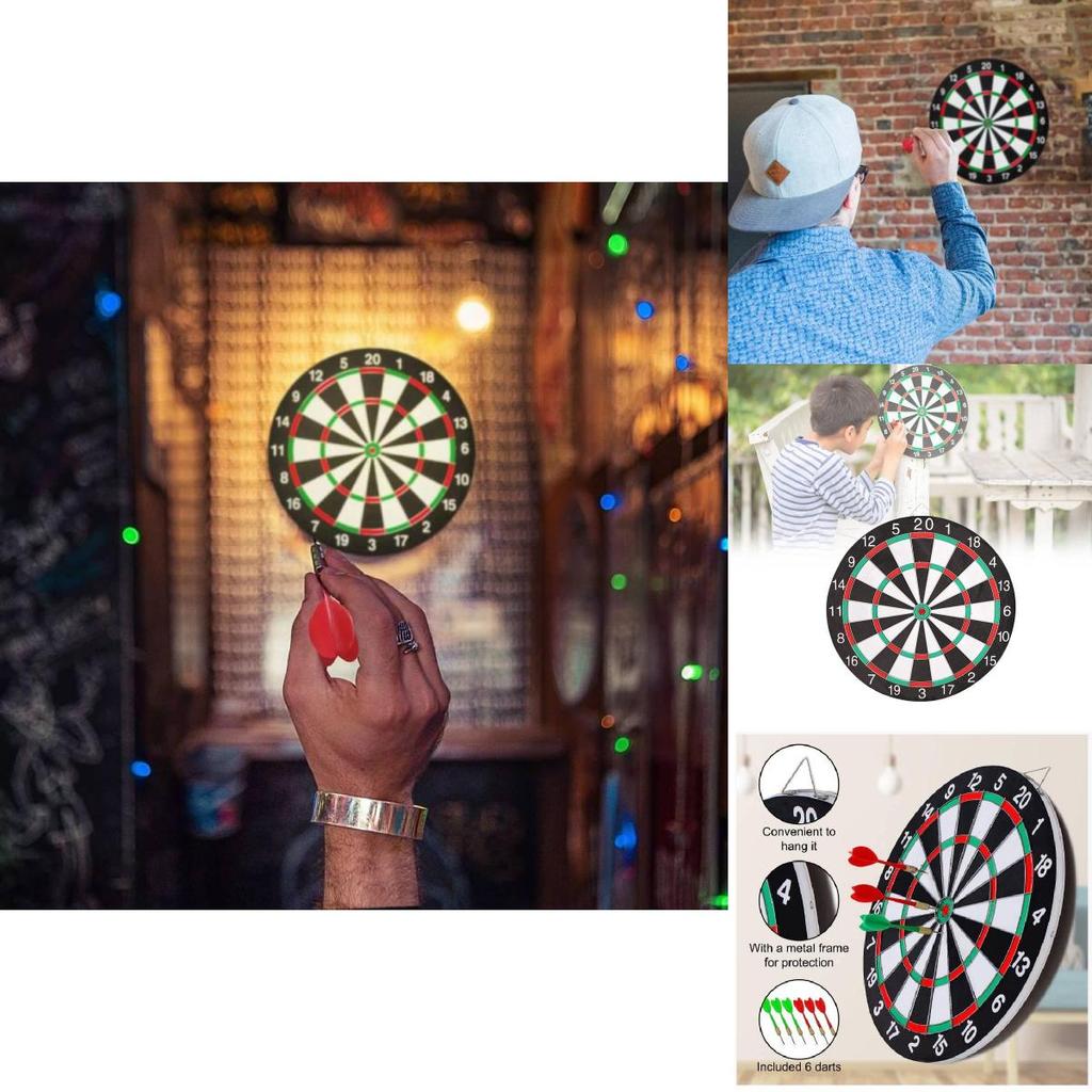 17 Inch Large Double-sided Dartboard Set Fiberboard Material Perfect For Family Fun