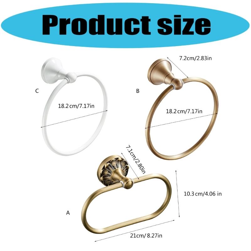 Elegant Oval Metal Towel Rings with Embossed Not Slip Base Stand for Secure Towel Holding In Modern Classical Bathrooms