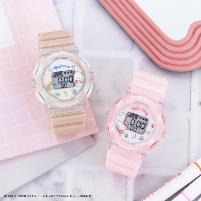 Sanrio Pochacco Digital Watch Beige J-Axis CR3C0003-PC Girls'