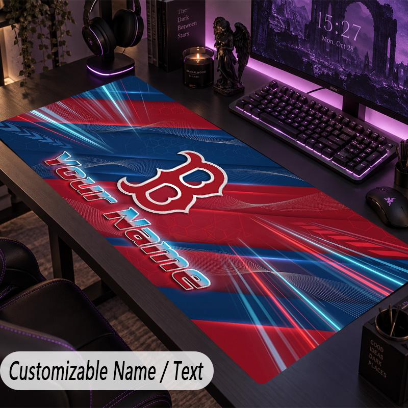Large Mouse PadBoston Red Sox Custom Name Text Personalized Desk Mat Non Slip Gaming Pad