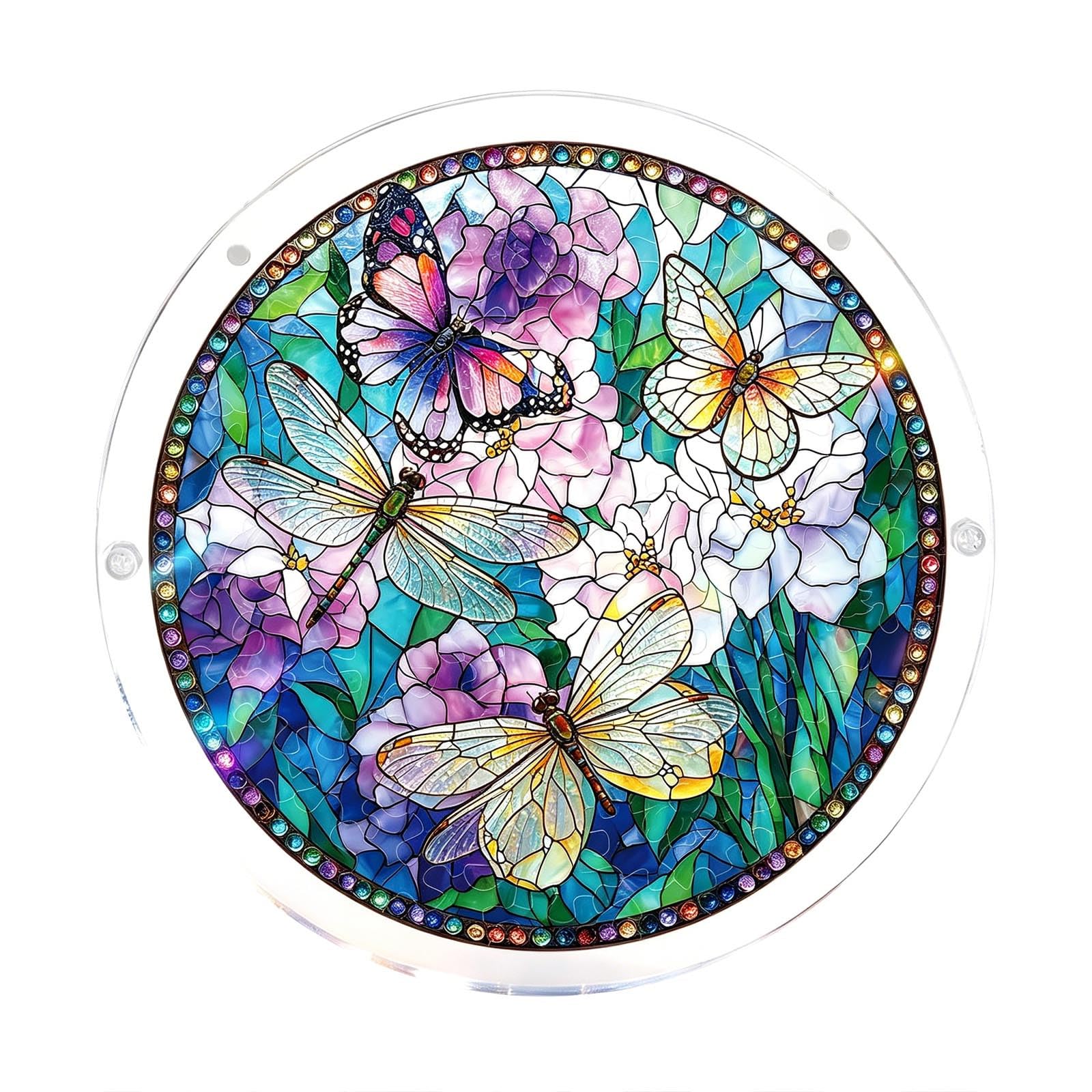 

Stained Glass Window Hanging Ornament Puzzle Decorative Suncatcher for Garden Kitchen Sunroom Home Decor Indoor Outdoor Use One Size